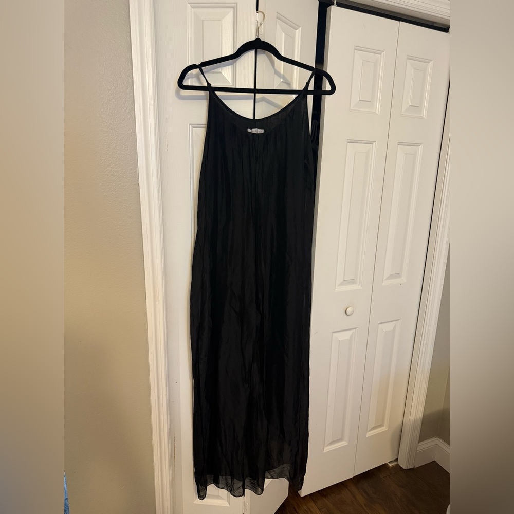 Black Slip Italian Silk Maxi Dress